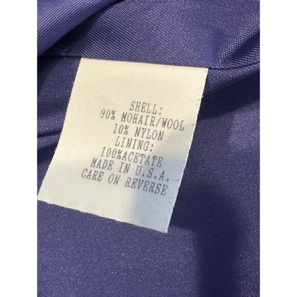 John Caruana Periwinkle Blue Mohair Midi Coat Elegant Winter Outerwear Sz 14 Vtg - Picture 3 of 9